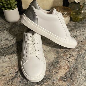 Steve Madden White and Silver Sneakers